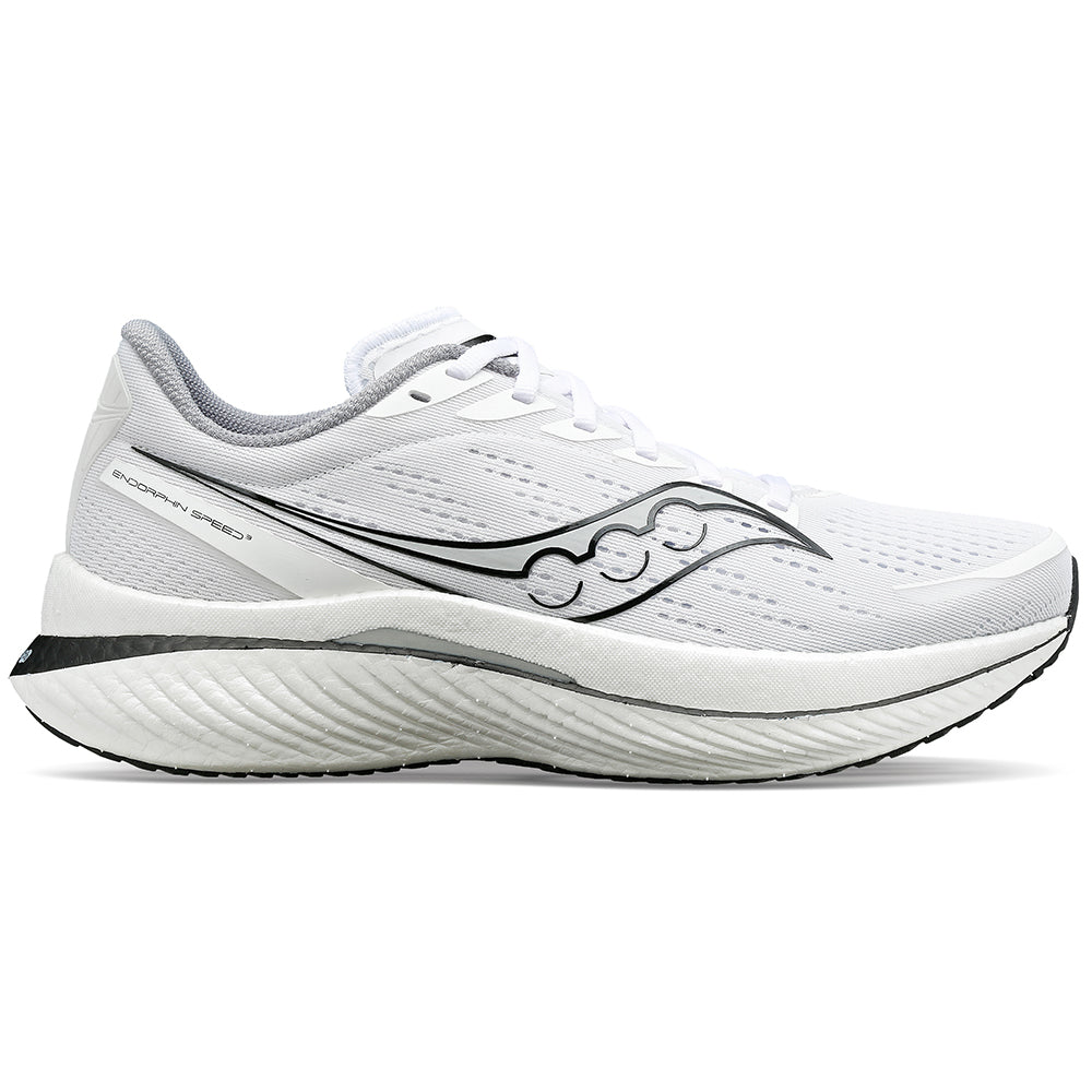 Women's Saucony Endorphin Speed 3, White/Black, 10 B Medium
