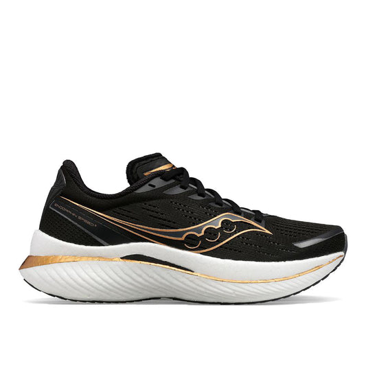 Women's Saucony Endorphin Speed 3, Black/Goldstruck, 6.5 B Medium
