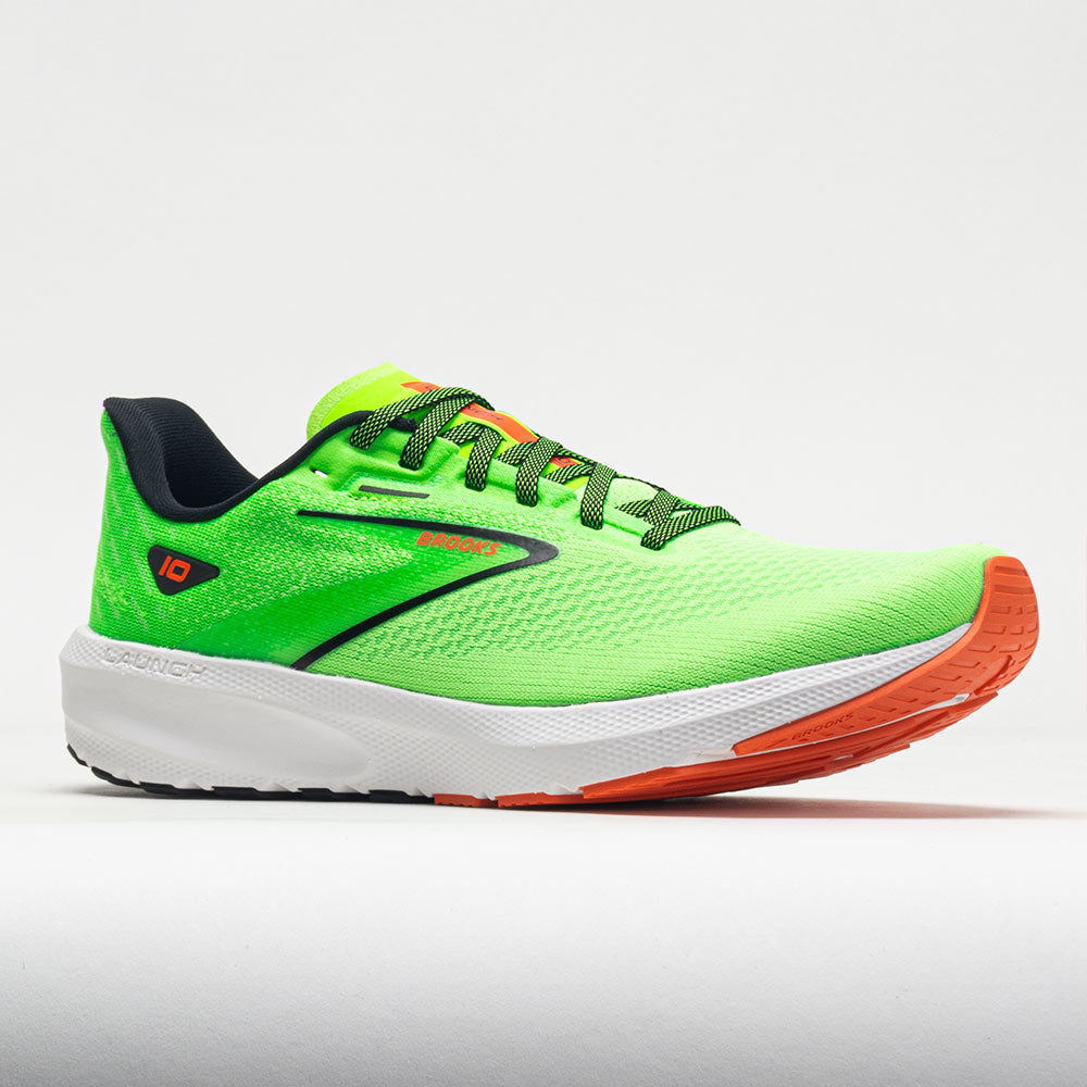 Brooks Launch 10 Men's  Green Gecko/Red Orange/White